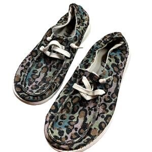 Gypsy Jazz Rainbow Leopard Slip On Shoes Size 10